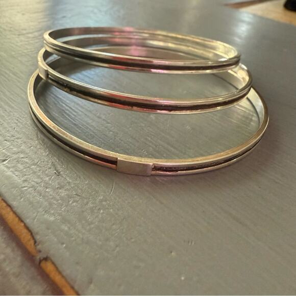 Sterling Silver 3 Bangle Bracelets - Picture 10 of 13